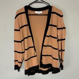 Verve Ami Tan and Black Striped Cardigan Womens size Large